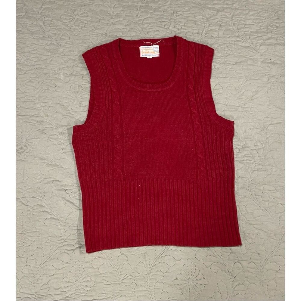 Donnkenny Vintage Red Acrylic Sweater Vest Large